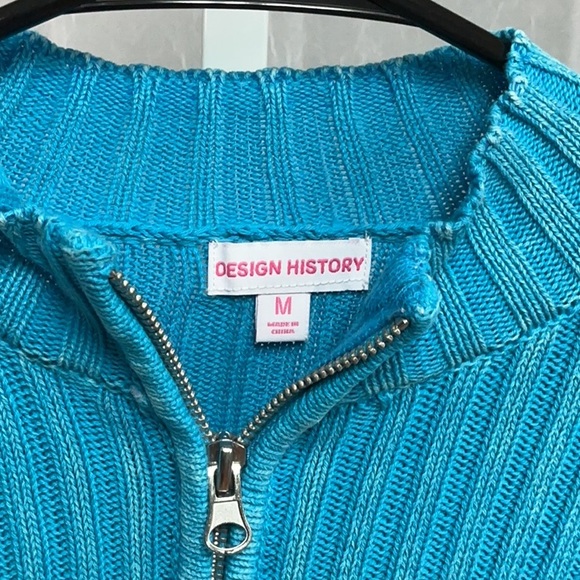 Design History Turquoise blue  Zip-Up Sweater for Girls. Stone washed - Picture 2 of 8